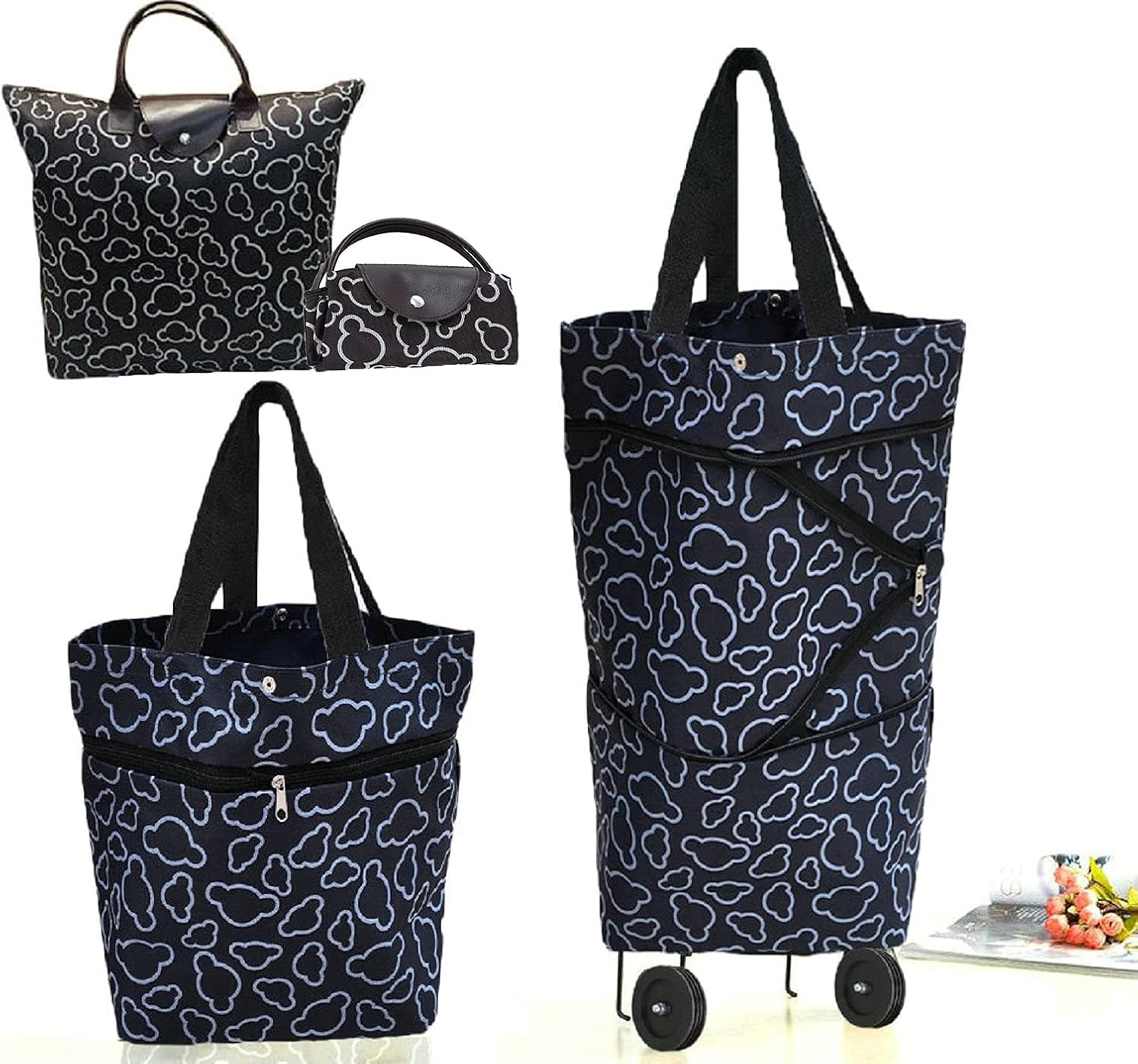 Collapsible Shopping Trolley Bag with 360 Degree Swivel Wheels