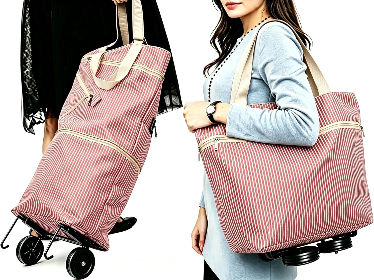 Collapsible Shopping Trolley Bag with 360 Degree Swivel Wheels