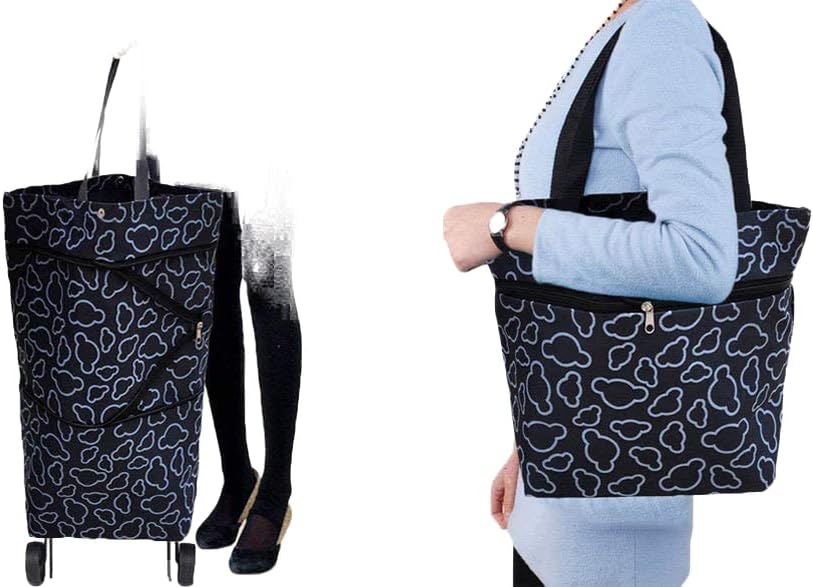 Collapsible Shopping Trolley Bag with 360 Degree Swivel Wheels