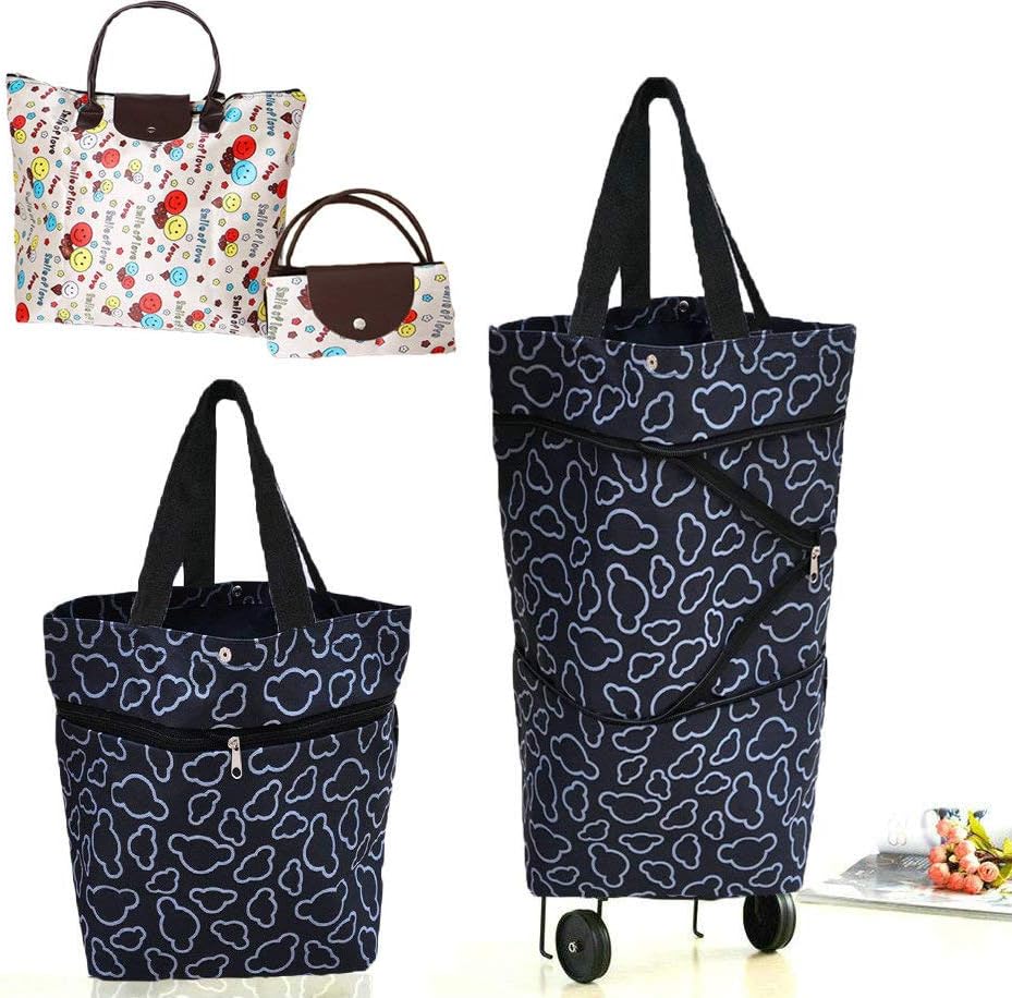 Collapsible Shopping Trolley Bag with 360 Degree Swivel Wheels