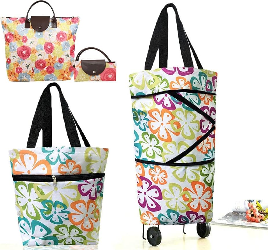 Collapsible Shopping Trolley Bag with 360 Degree Swivel Wheels