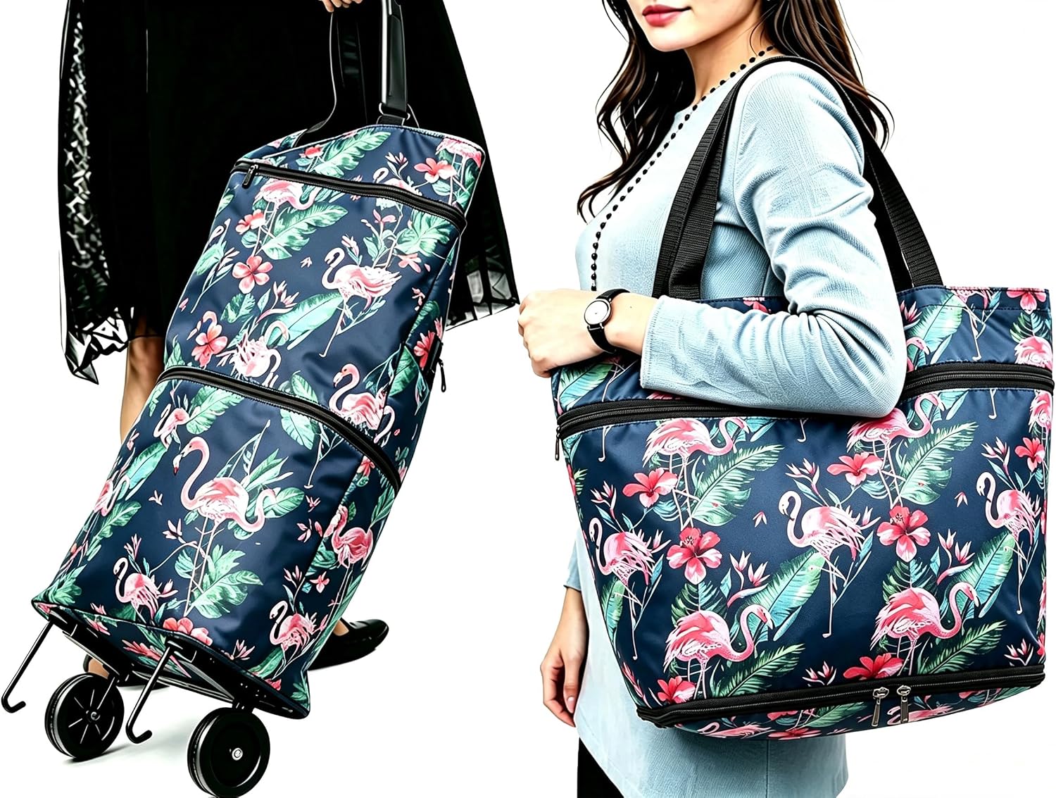 Collapsible Shopping Trolley Bag with 360 Degree Swivel Wheels