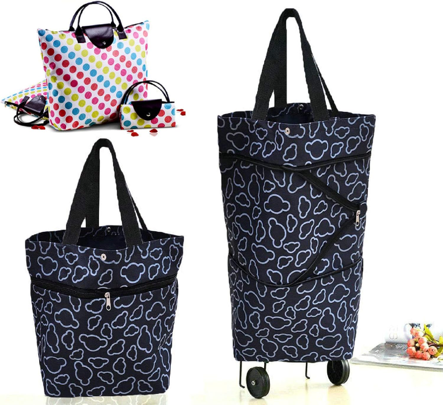 Collapsible Shopping Trolley Bag with 360 Degree Swivel Wheels