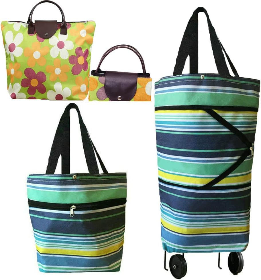 Collapsible Shopping Trolley Bag with 360 Degree Swivel Wheels