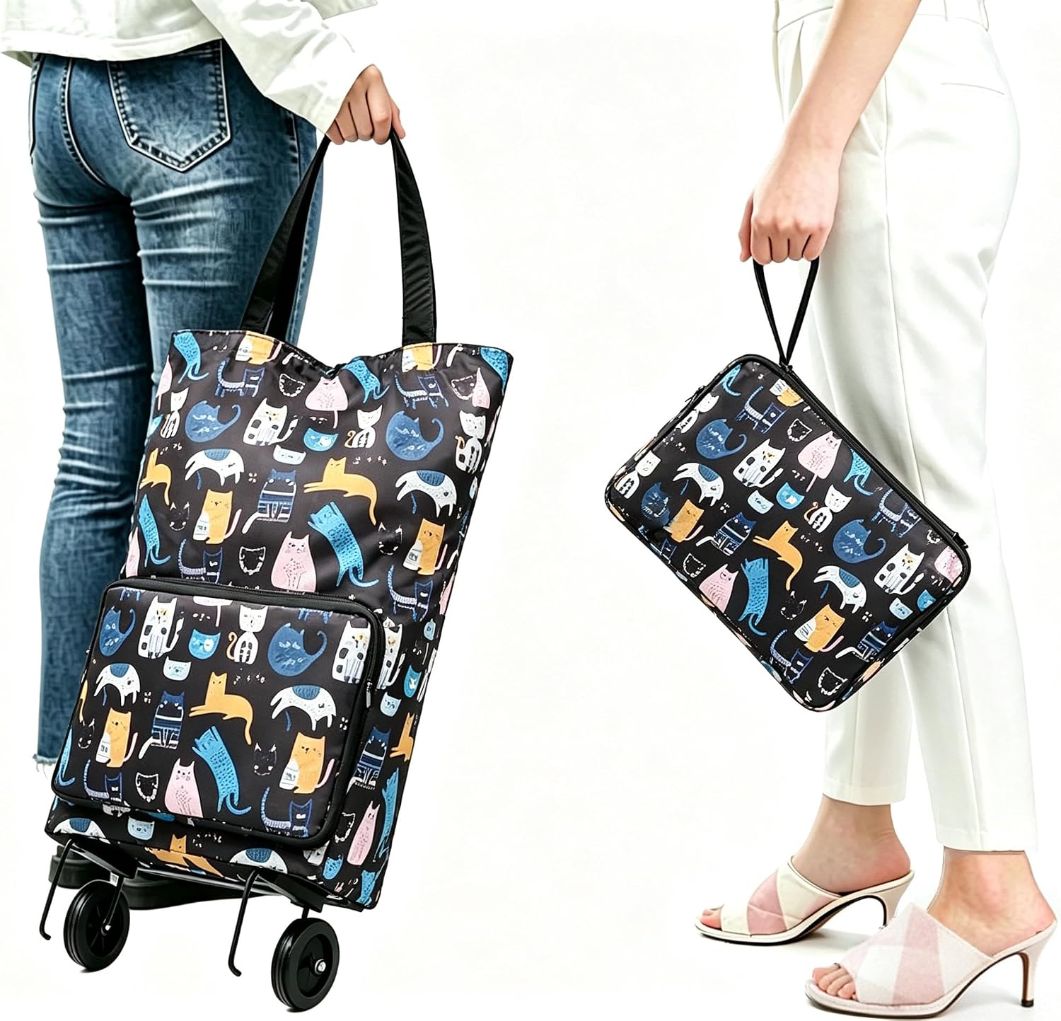 Collapsible Shopping Trolley Bag with 360 Degree Swivel Wheels