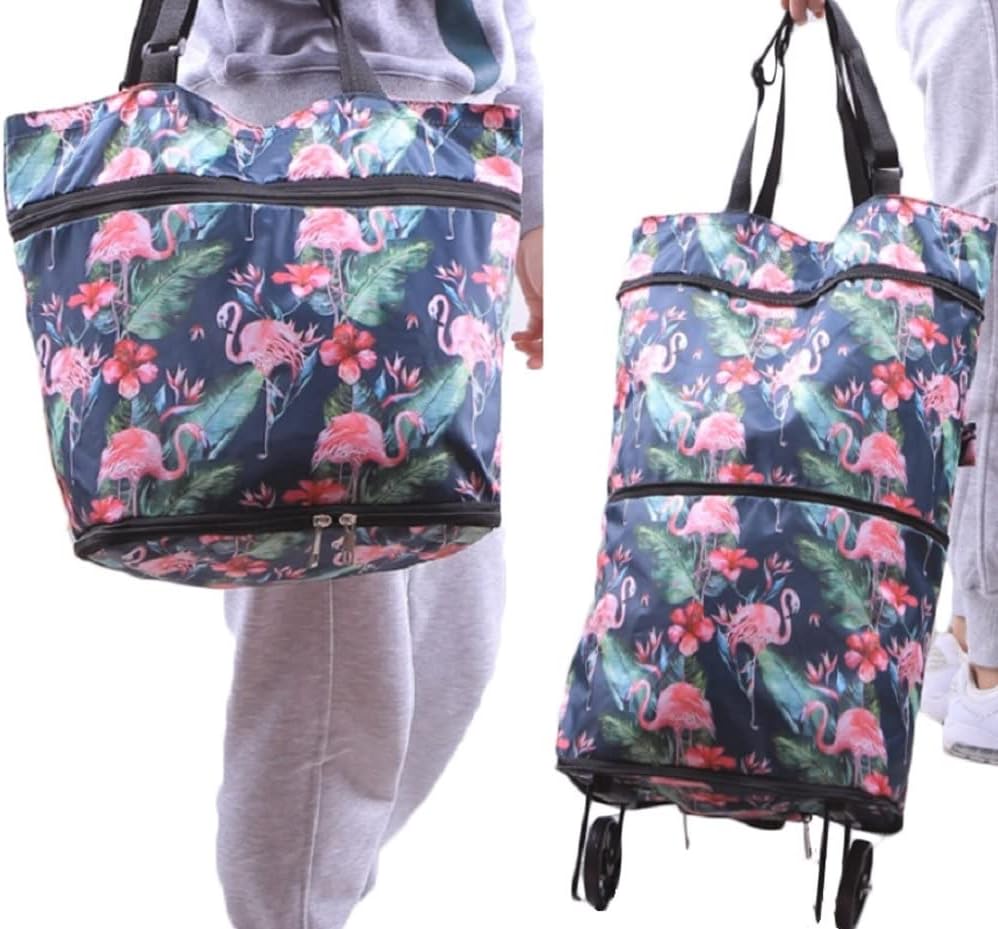 Collapsible Shopping Trolley Bag with 360 Degree Swivel Wheels