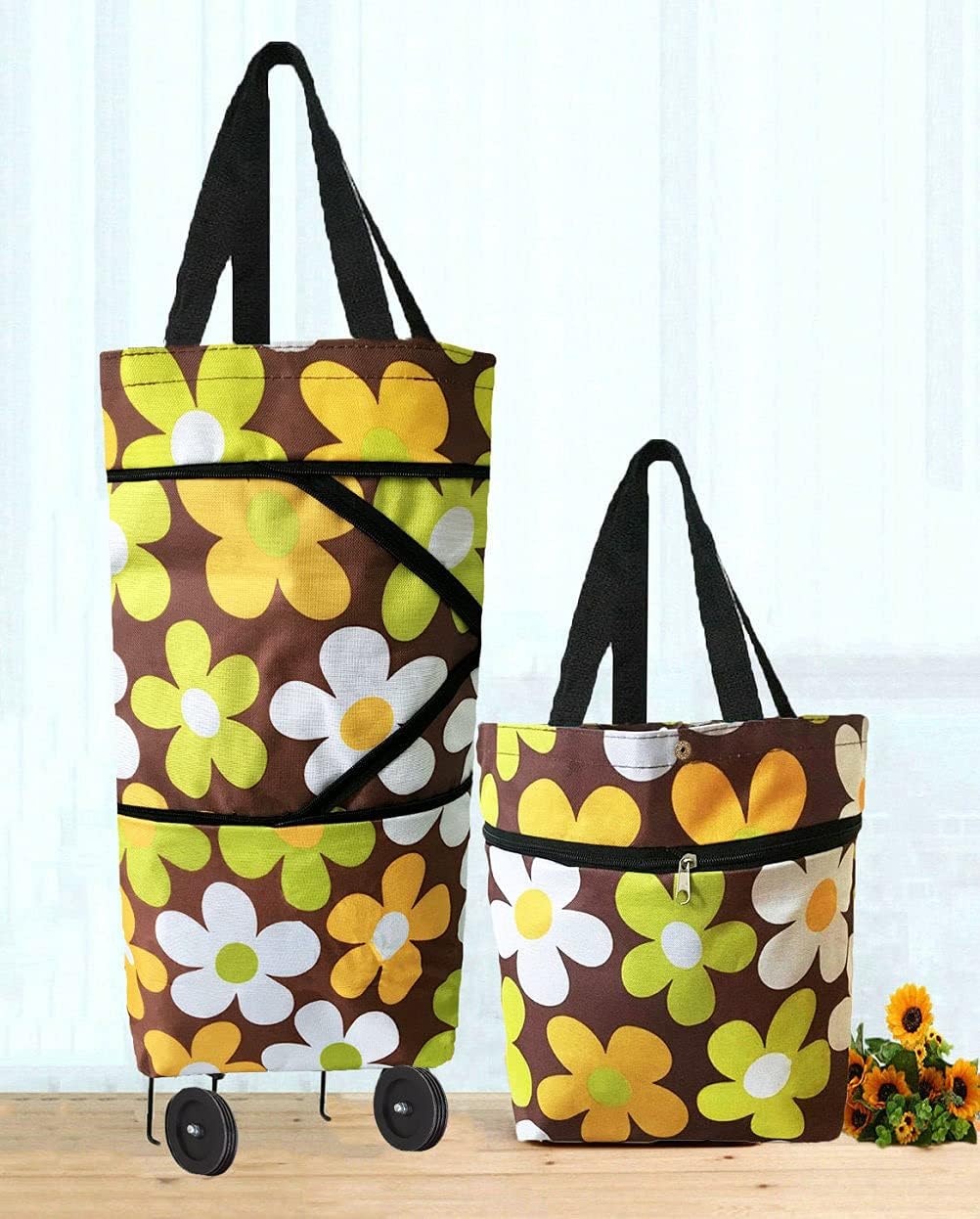 Collapsible Shopping Trolley Bag with 360 Degree Swivel Wheels