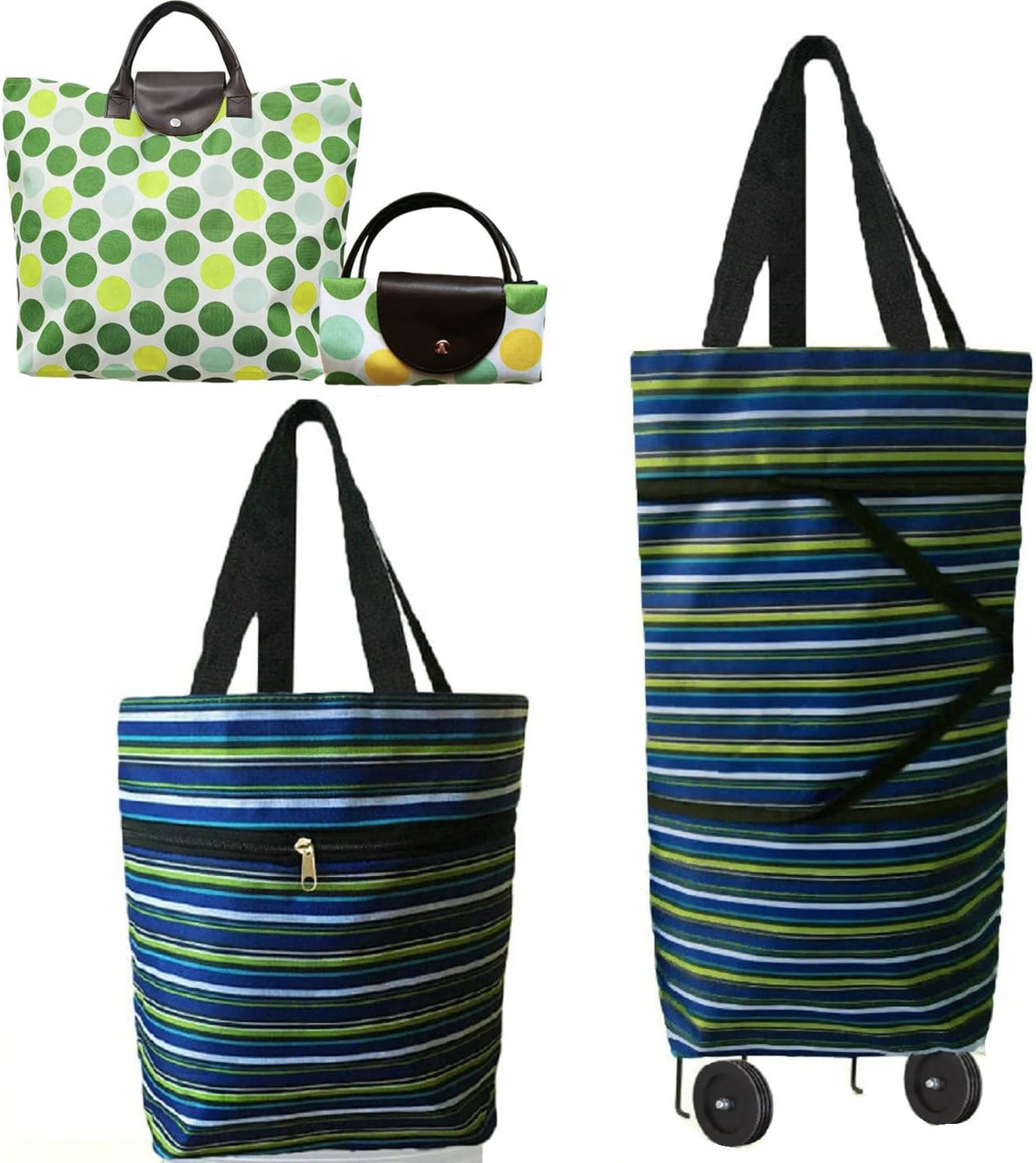 Collapsible Shopping Trolley Bag with 360 Degree Swivel Wheels