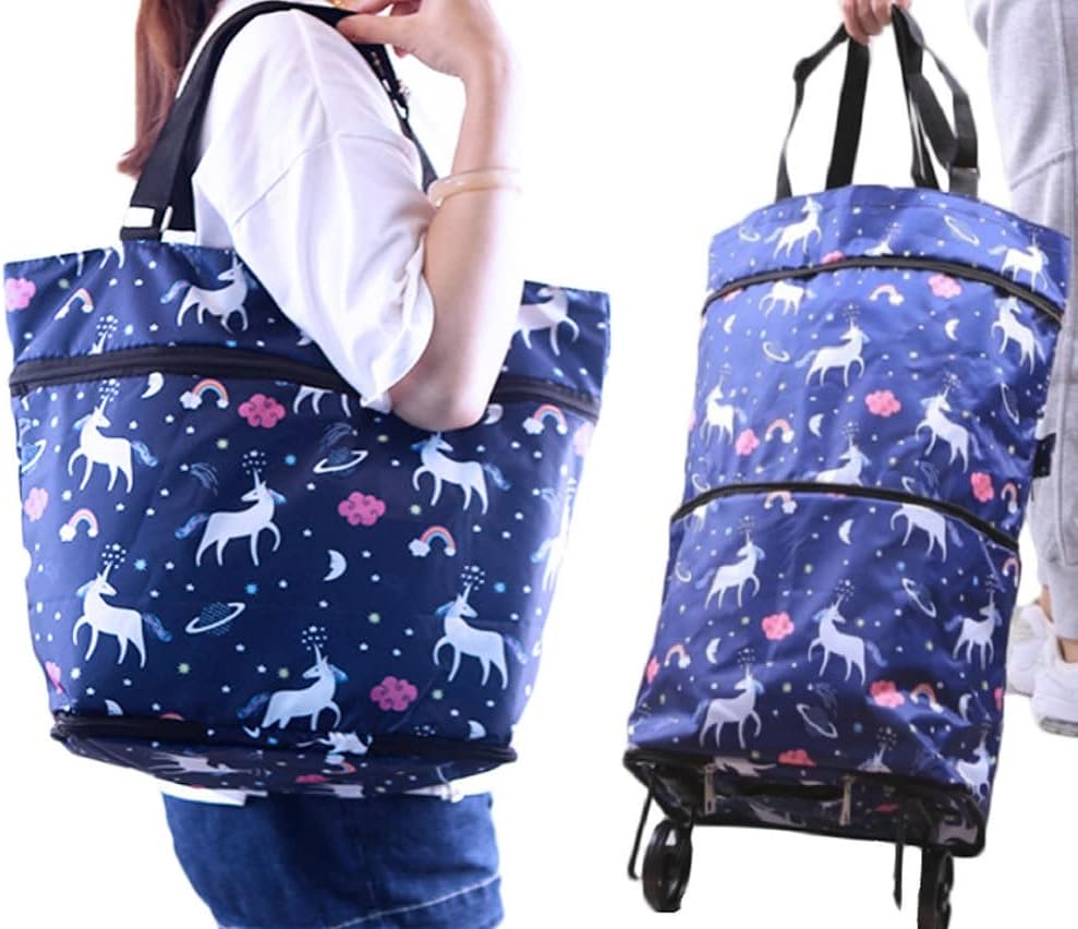 Collapsible Shopping Trolley Bag with 360 Degree Swivel Wheels