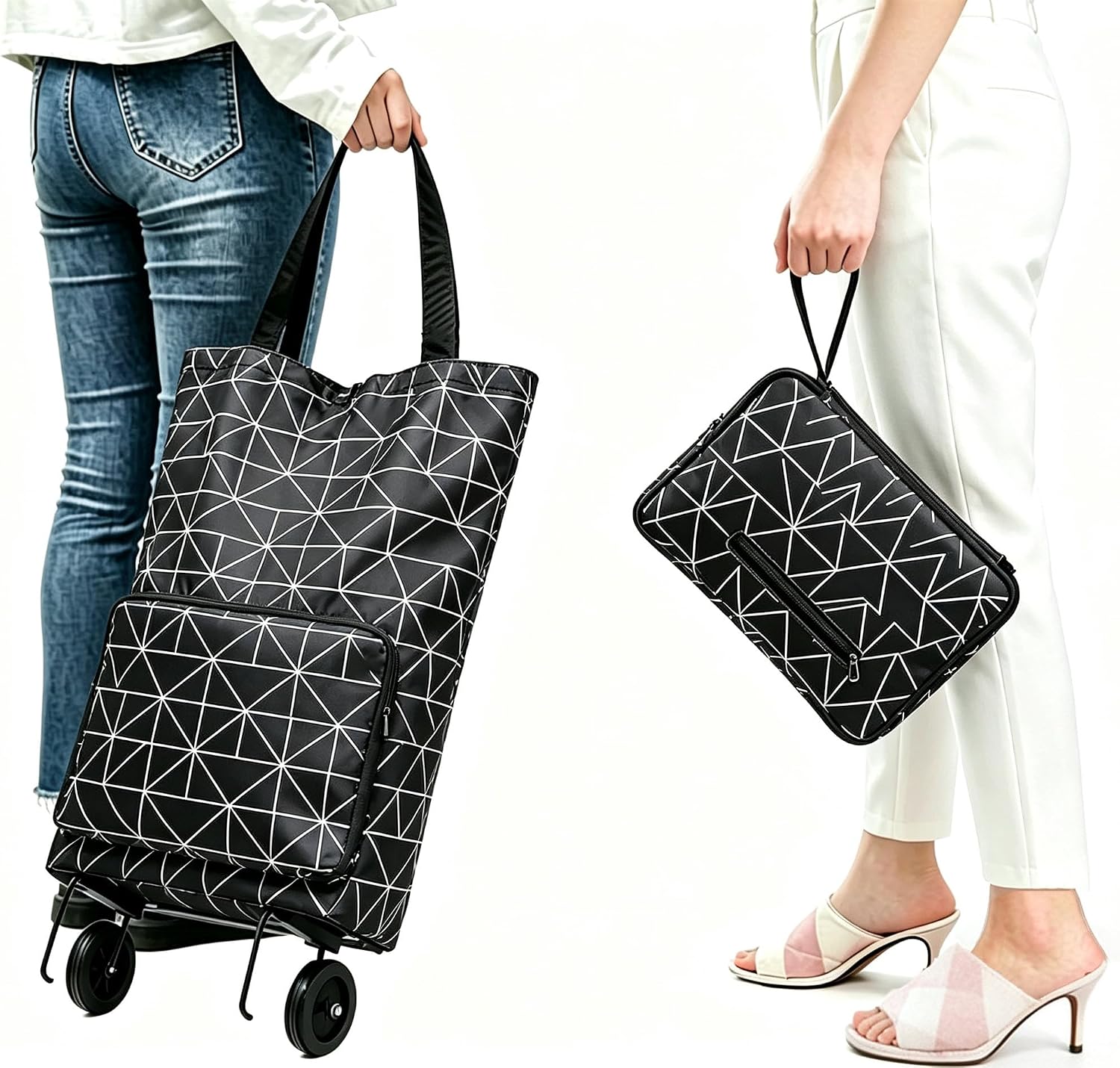 Collapsible Shopping Trolley Bag with 360 Degree Swivel Wheels