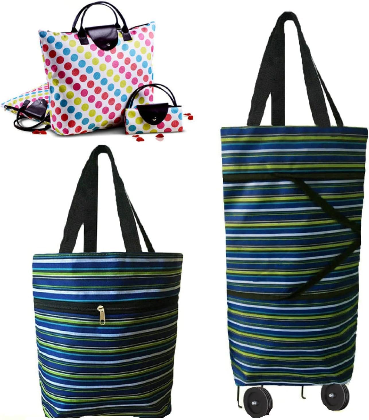 Collapsible Shopping Trolley Bag with 360 Degree Swivel Wheels