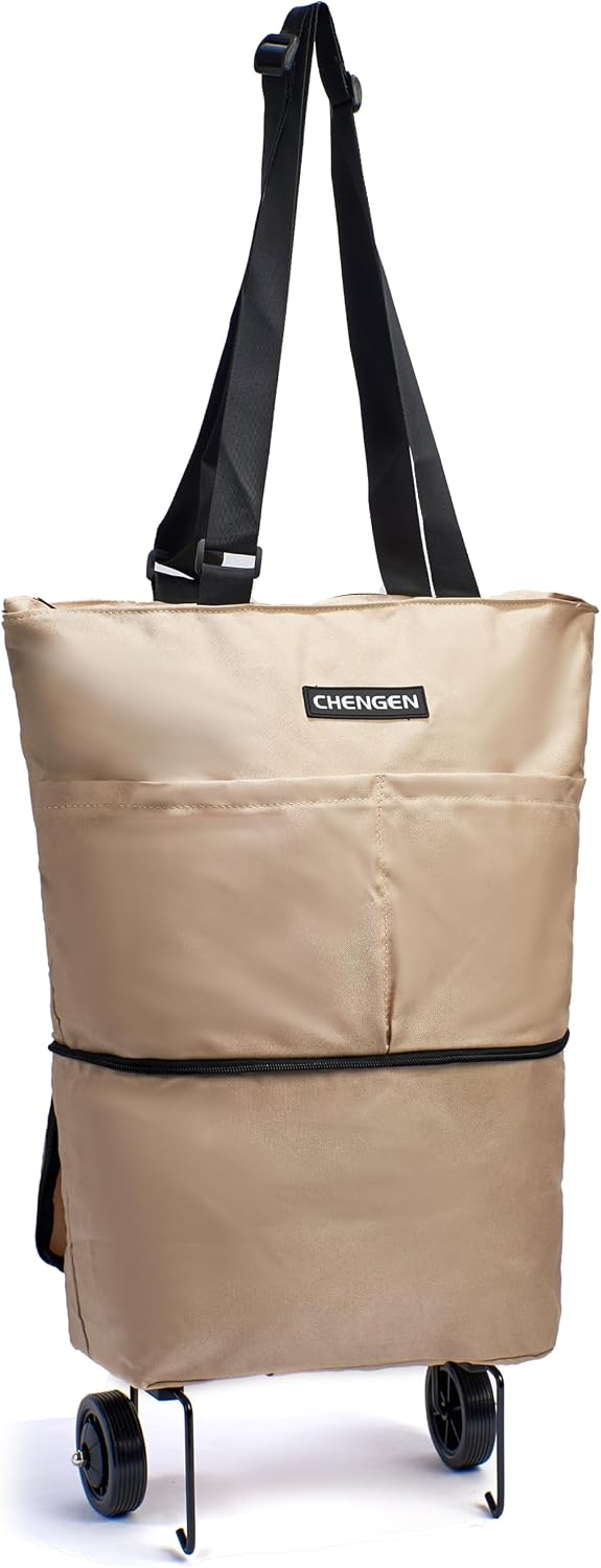 Collapsible Shopping Trolley Bag with 360 Degree Swivel Wheels