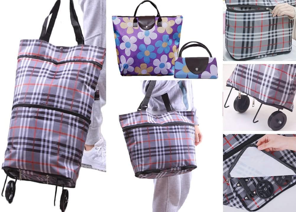 Collapsible Shopping Trolley Bag with 360 Degree Swivel Wheels