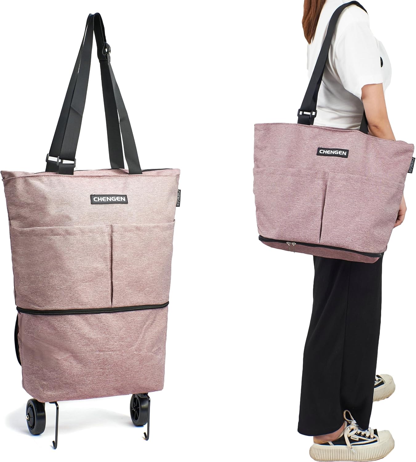 Collapsible Shopping Trolley Bag with 360 Degree Swivel Wheels