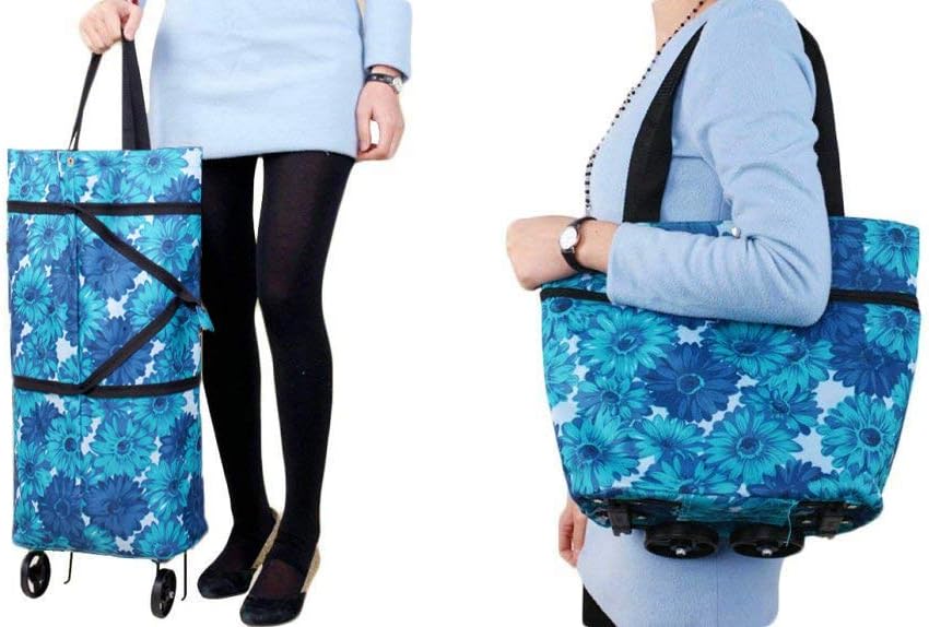 Collapsible Shopping Trolley Bag with 360 Degree Swivel Wheels