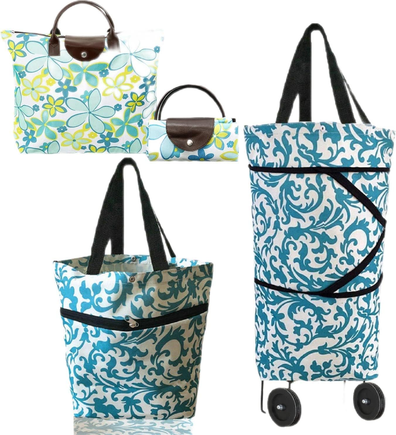 Collapsible Shopping Trolley Bag with 360 Degree Swivel Wheels