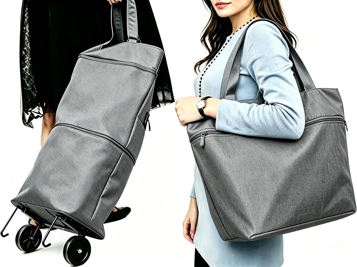 Collapsible Shopping Trolley Bag with 360 Degree Swivel Wheels