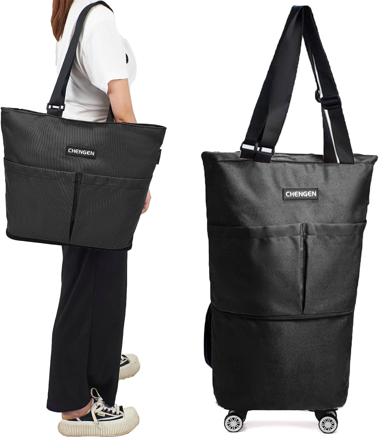 Collapsible Shopping Trolley Bag with 360 Degree Swivel Wheels