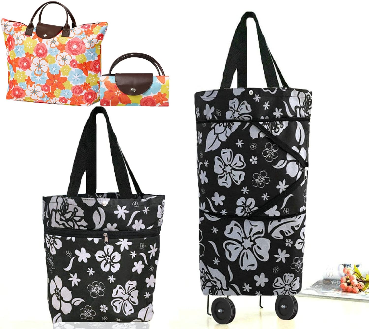 Collapsible Shopping Trolley Bag with 360 Degree Swivel Wheels