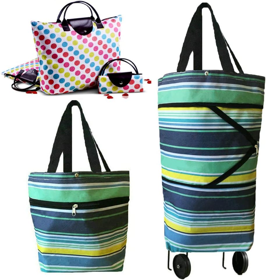 Collapsible Shopping Trolley Bag with 360 Degree Swivel Wheels