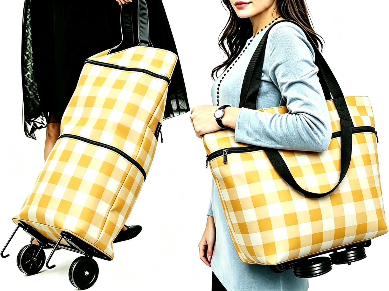 Collapsible Shopping Trolley Bag with 360 Degree Swivel Wheels