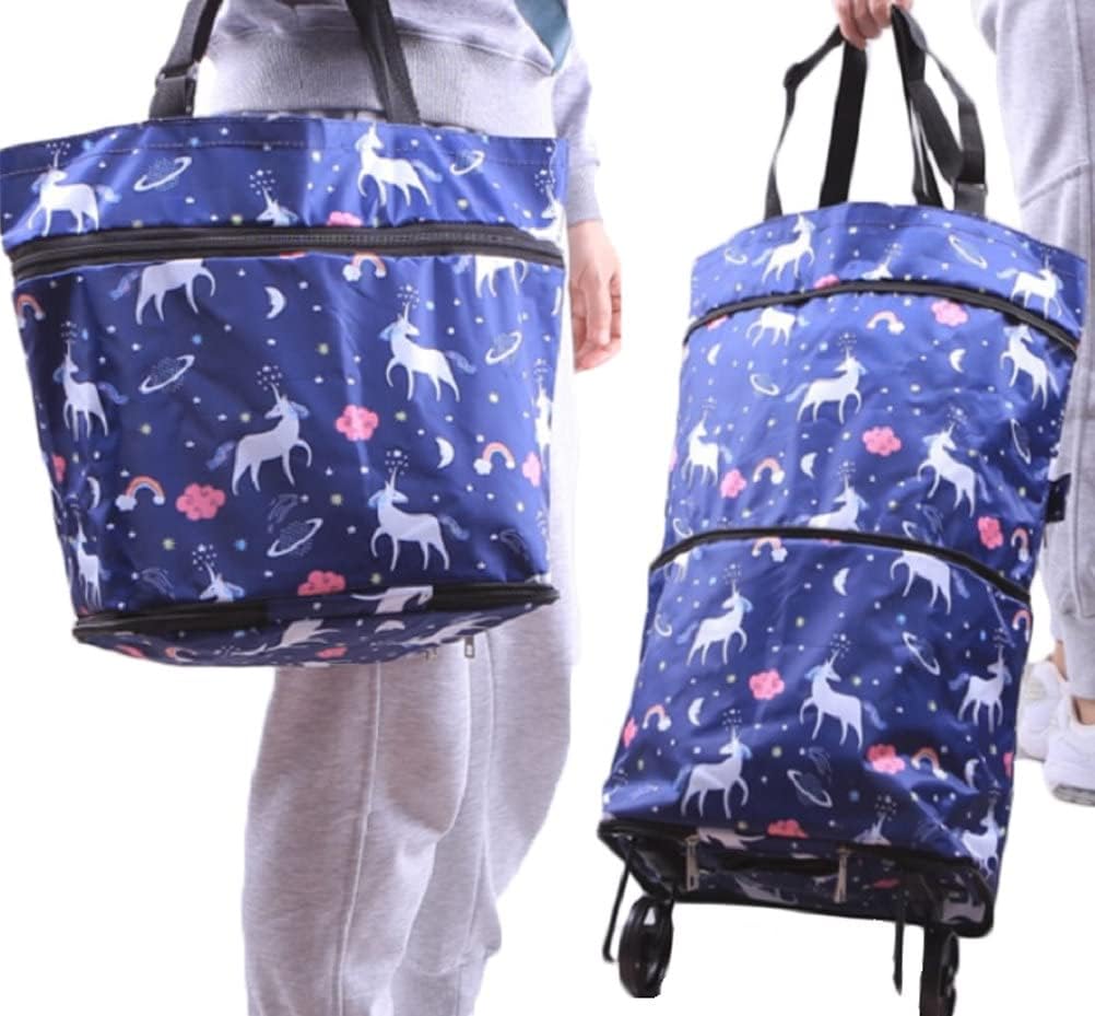 Collapsible Shopping Trolley Bag with 360 Degree Swivel Wheels