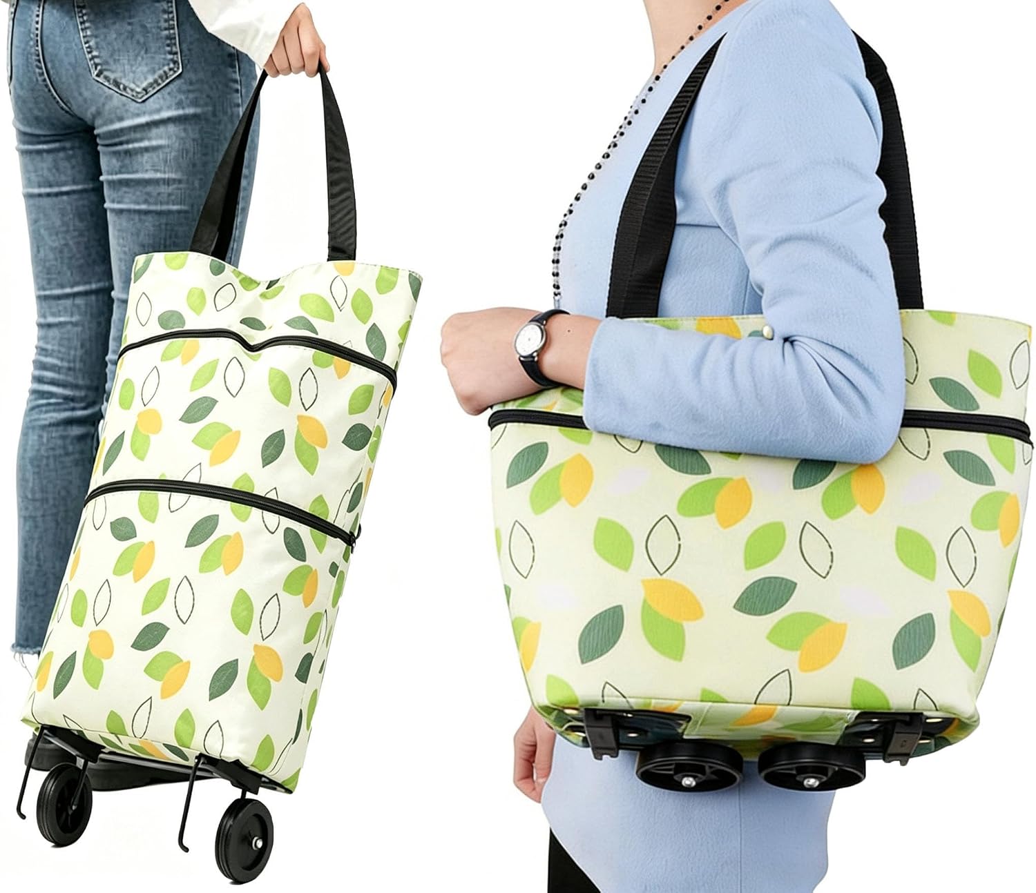 Collapsible Shopping Trolley Bag with 360 Degree Swivel Wheels