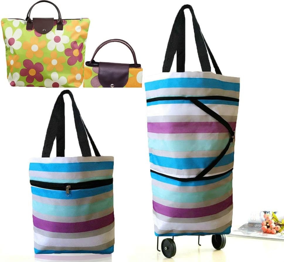 Collapsible Shopping Trolley Bag with 360 Degree Swivel Wheels