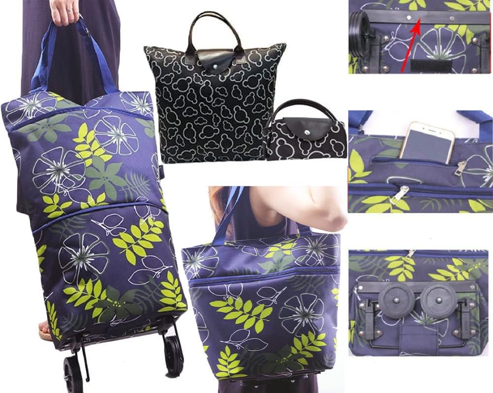 Collapsible Shopping Trolley Bag with 360 Degree Swivel Wheels