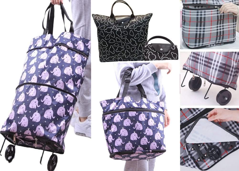 Collapsible Shopping Trolley Bag with 360 Degree Swivel Wheels
