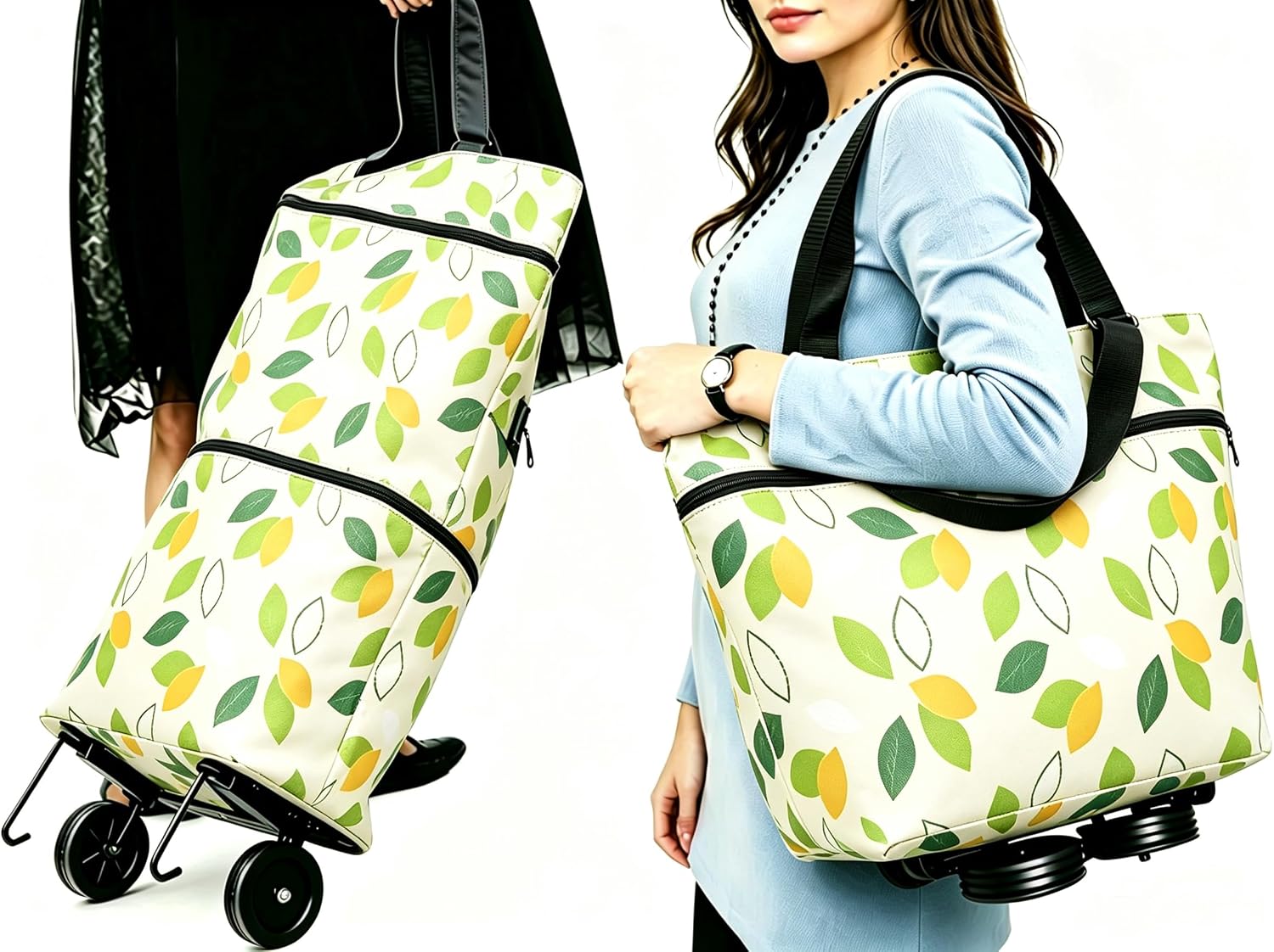 Collapsible Shopping Trolley Bag with 360 Degree Swivel Wheels