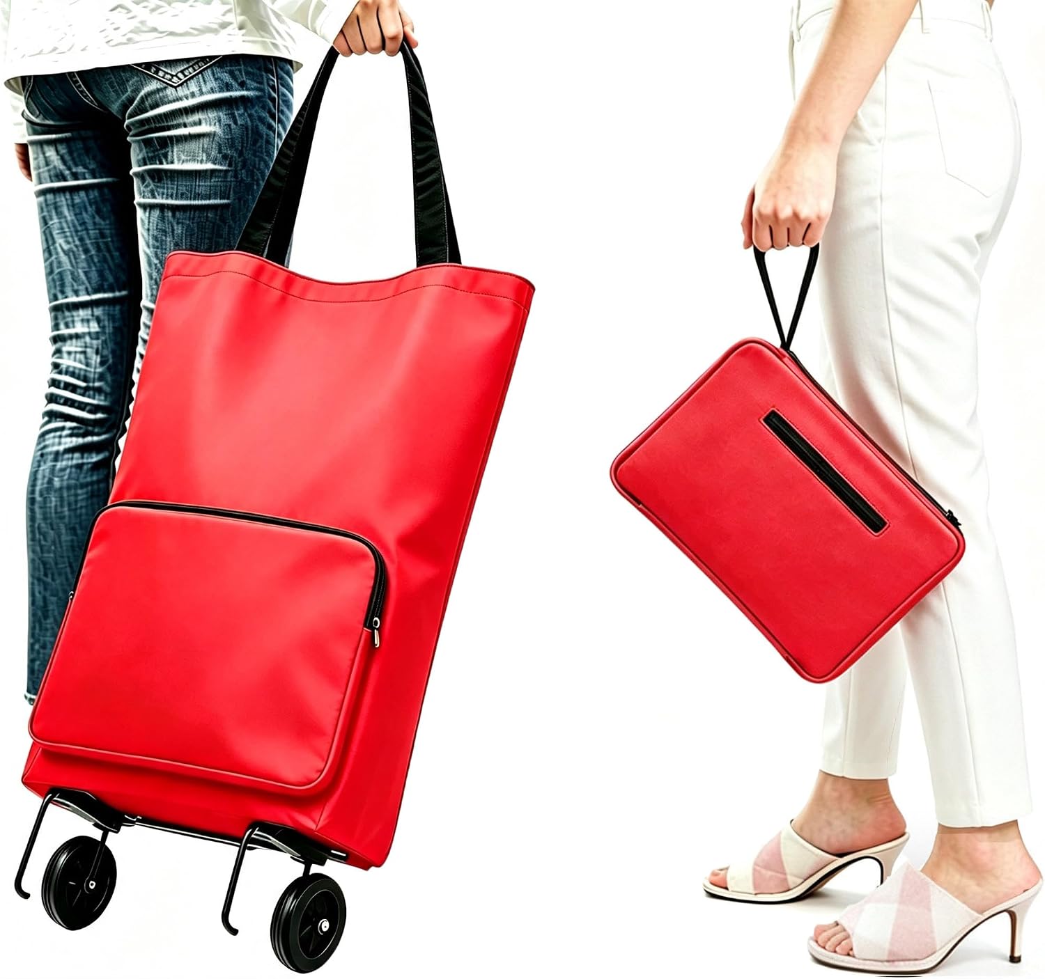Collapsible Shopping Trolley Bag with 360 Degree Swivel Wheels