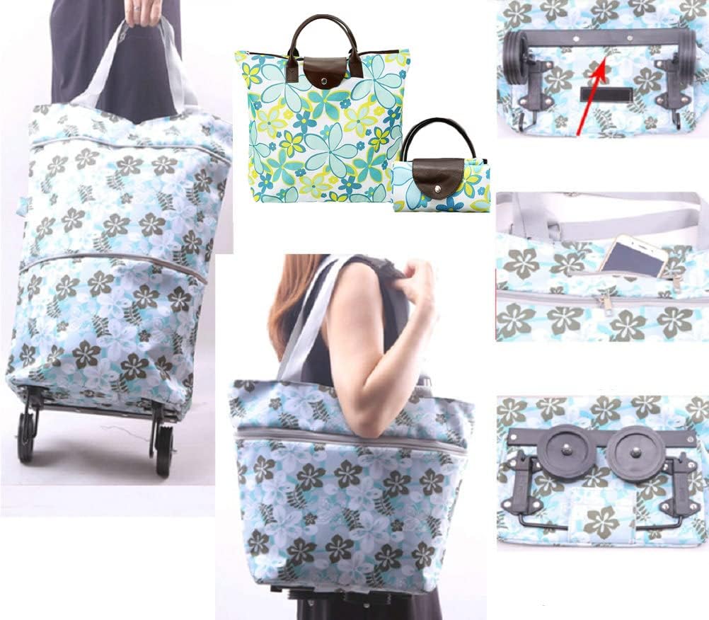 Collapsible Shopping Trolley Bag with 360 Degree Swivel Wheels