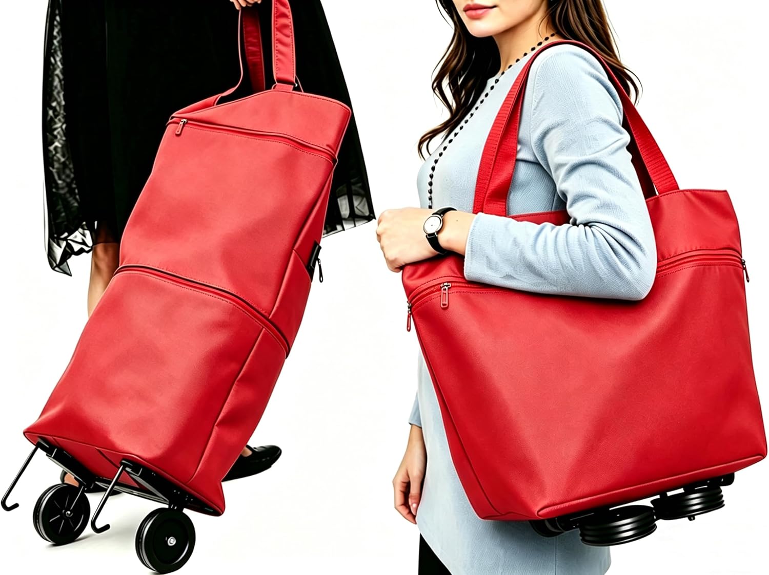 Collapsible Shopping Trolley Bag with 360 Degree Swivel Wheels