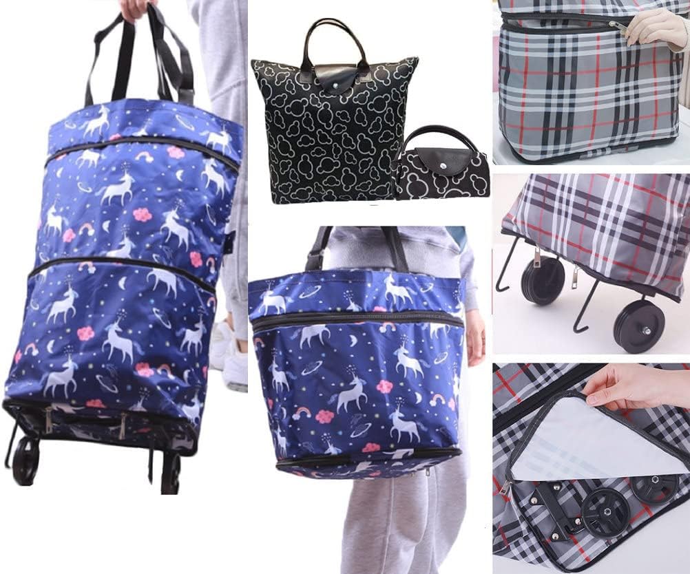 Collapsible Shopping Trolley Bag with 360 Degree Swivel Wheels