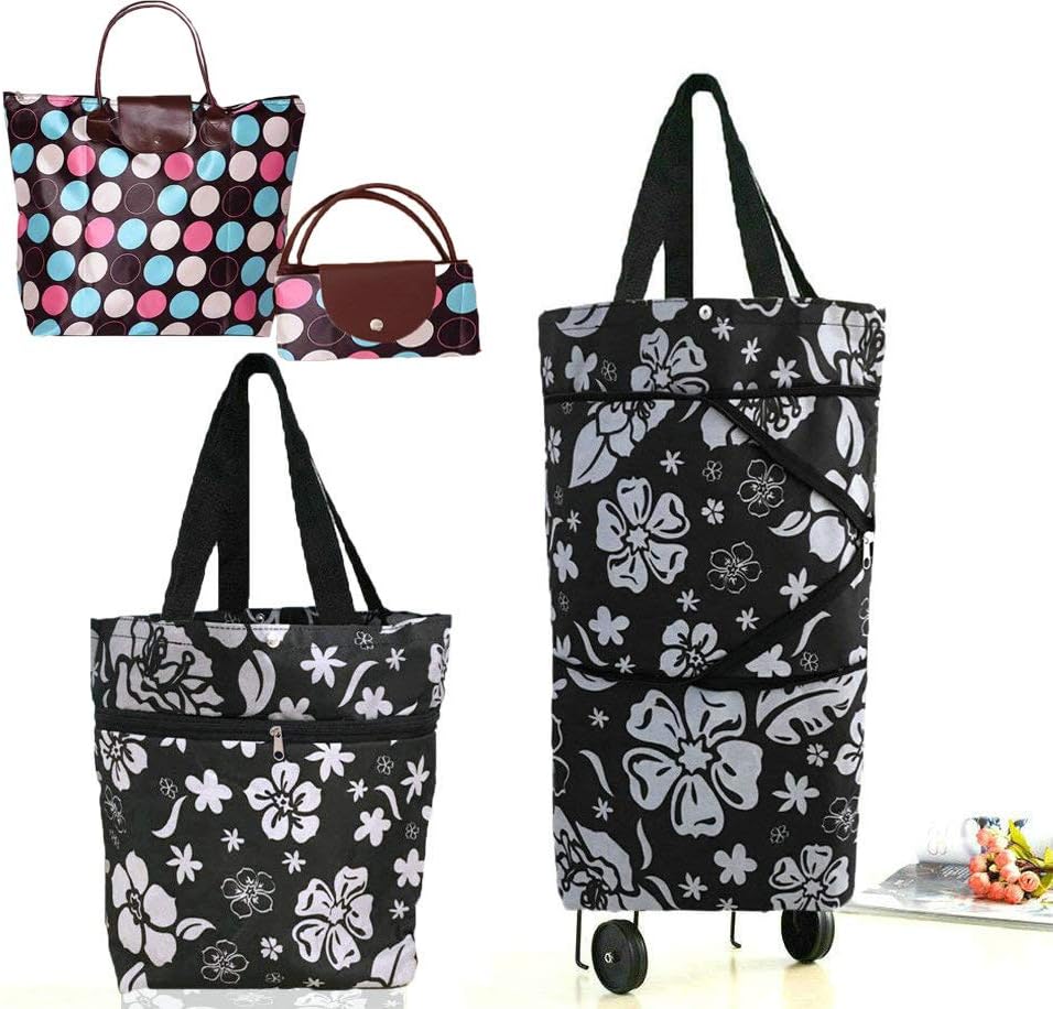 Collapsible Shopping Trolley Bag with 360 Degree Swivel Wheels