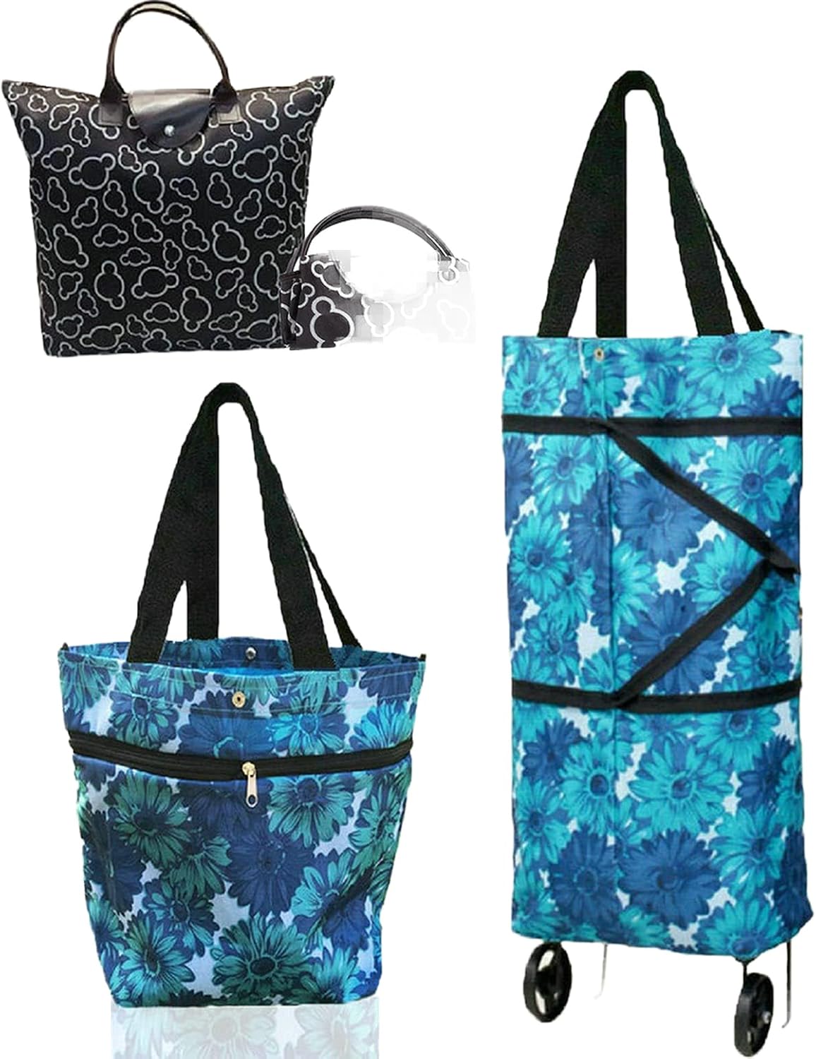 Collapsible Shopping Trolley Bag with 360 Degree Swivel Wheels