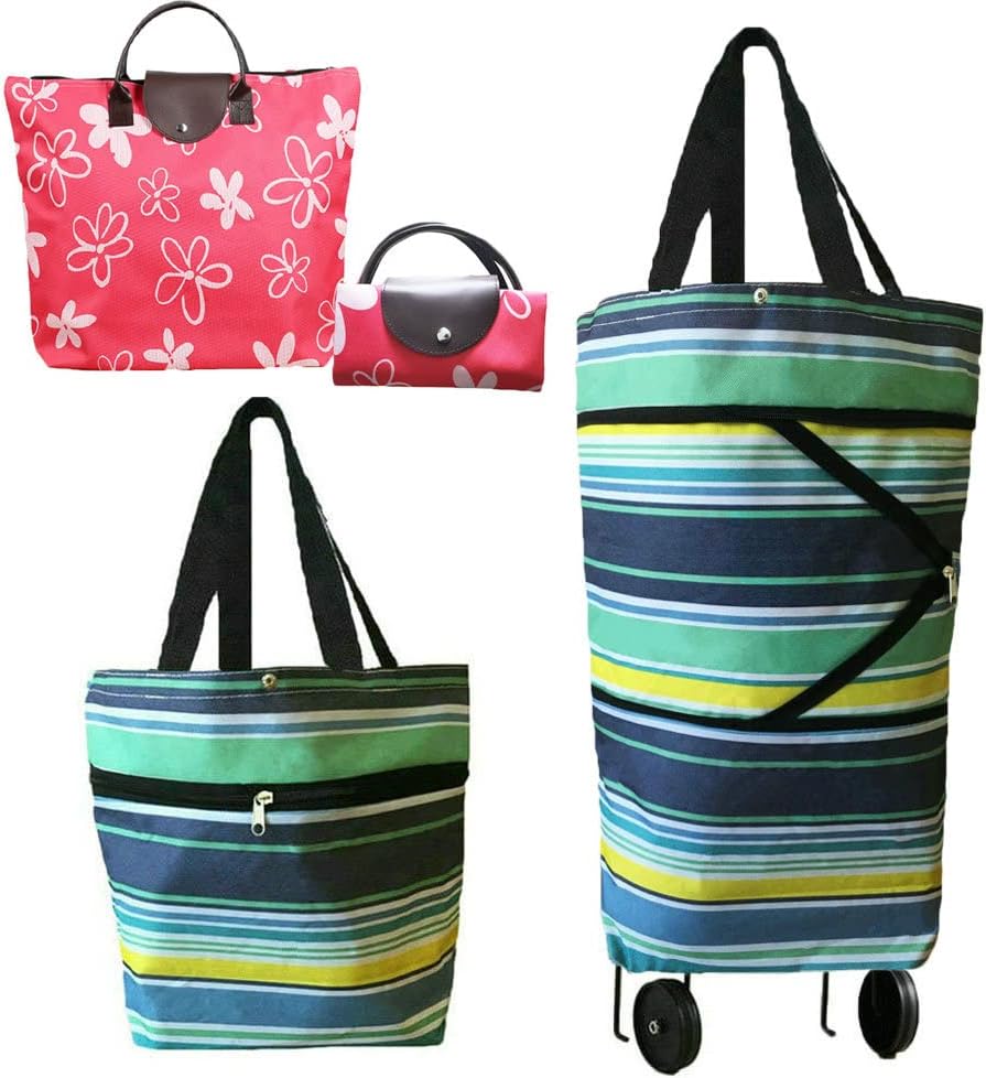 Collapsible Shopping Trolley Bag with 360 Degree Swivel Wheels