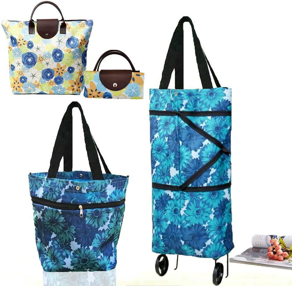 Collapsible Shopping Trolley Bag with 360 Degree Swivel Wheels