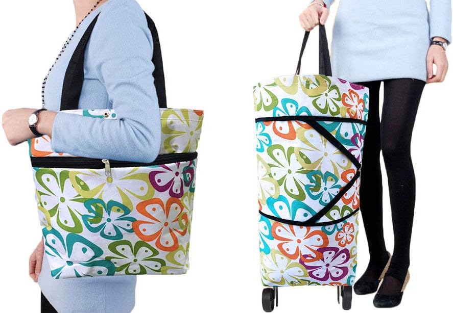 Collapsible Shopping Trolley Bag with 360 Degree Swivel Wheels