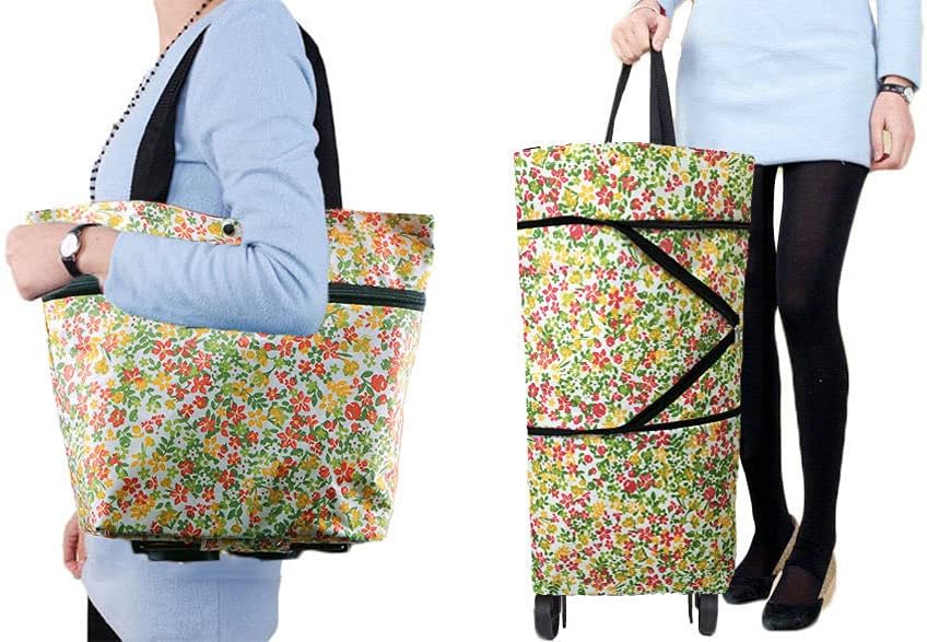 Collapsible Shopping Trolley Bag with 360 Degree Swivel Wheels
