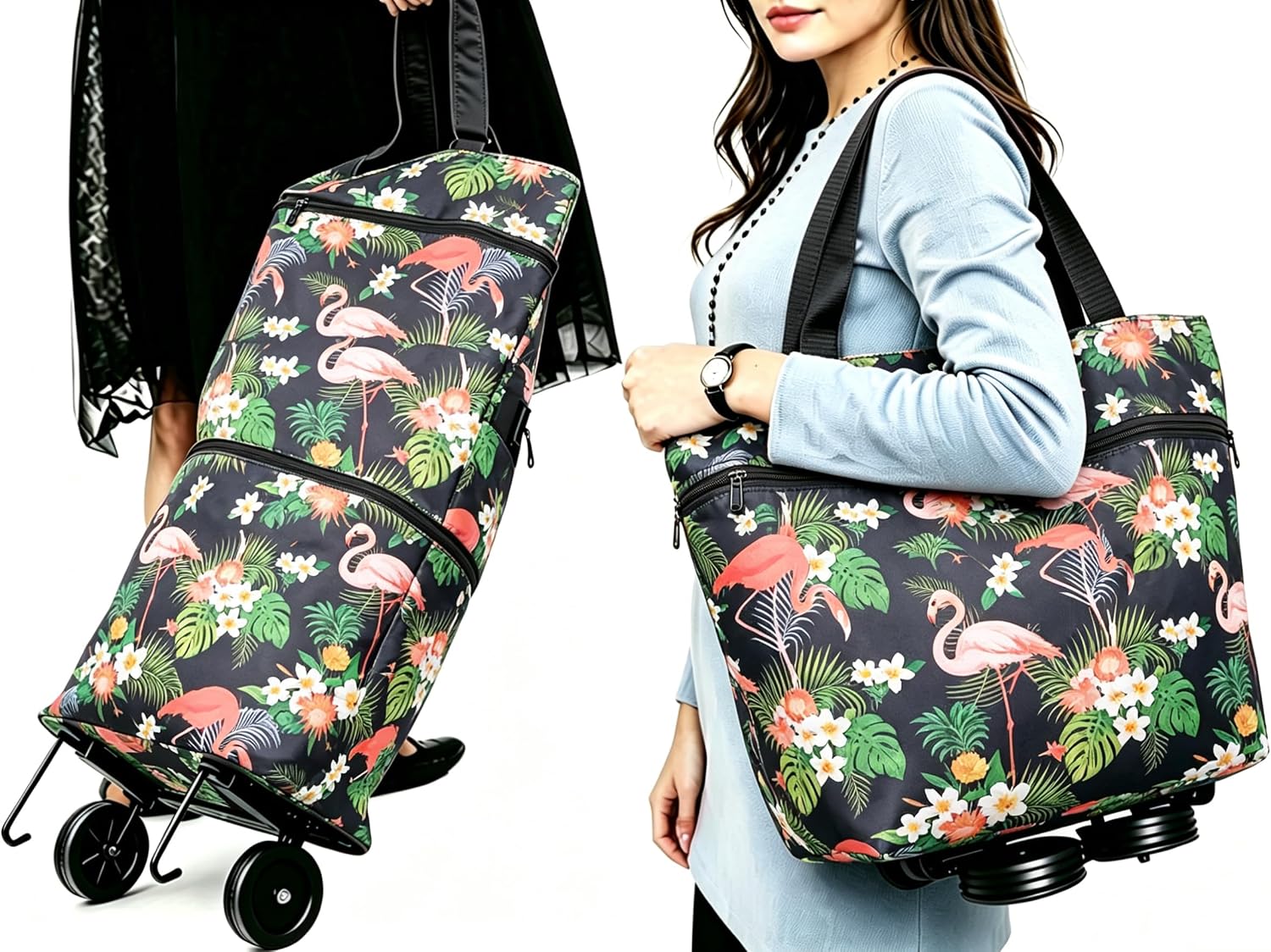 Collapsible Shopping Trolley Bag with 360 Degree Swivel Wheels
