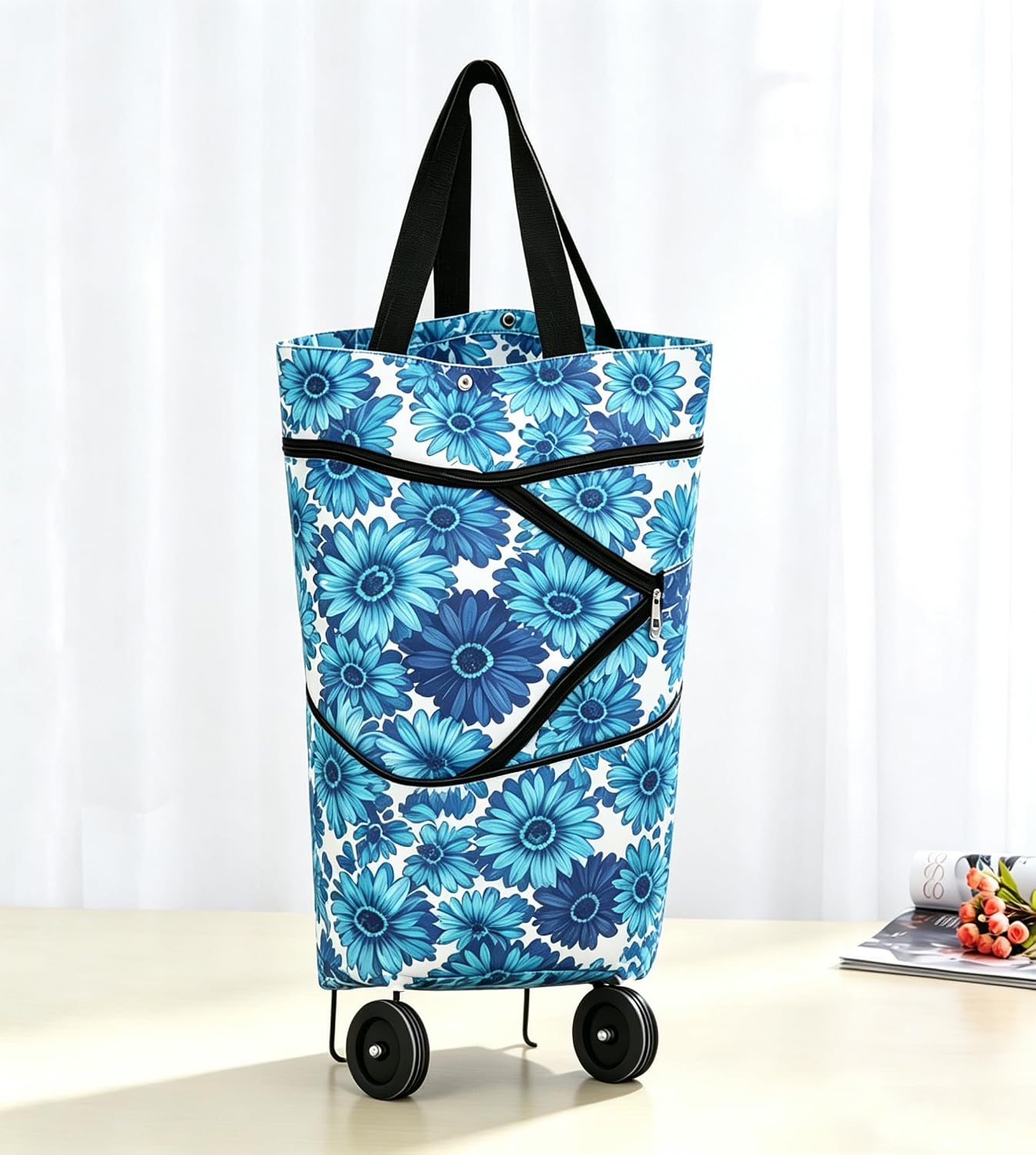 Collapsible Shopping Trolley Bag with 360 Degree Swivel Wheels