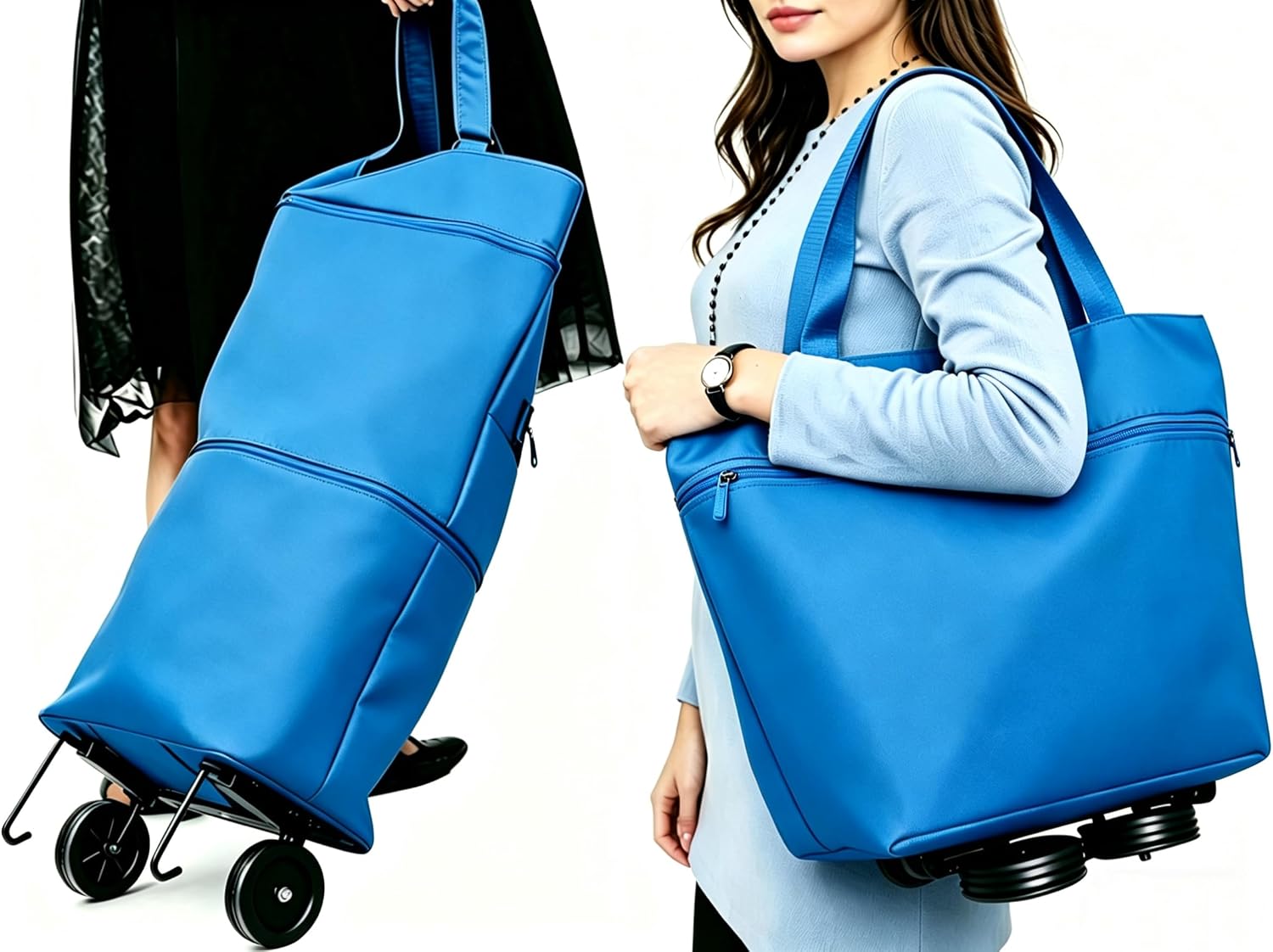 Collapsible Shopping Trolley Bag with 360 Degree Swivel Wheels