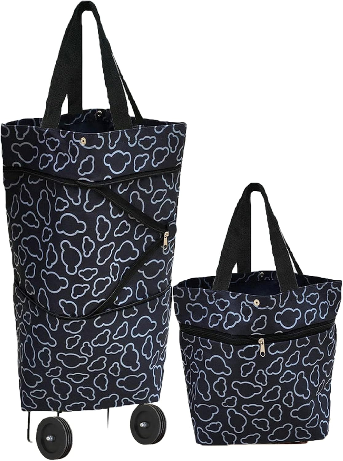 Collapsible Shopping Trolley Bag with 360 Degree Swivel Wheels