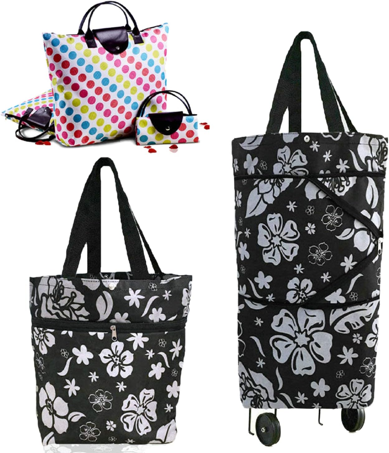 Collapsible Shopping Trolley Bag with 360 Degree Swivel Wheels