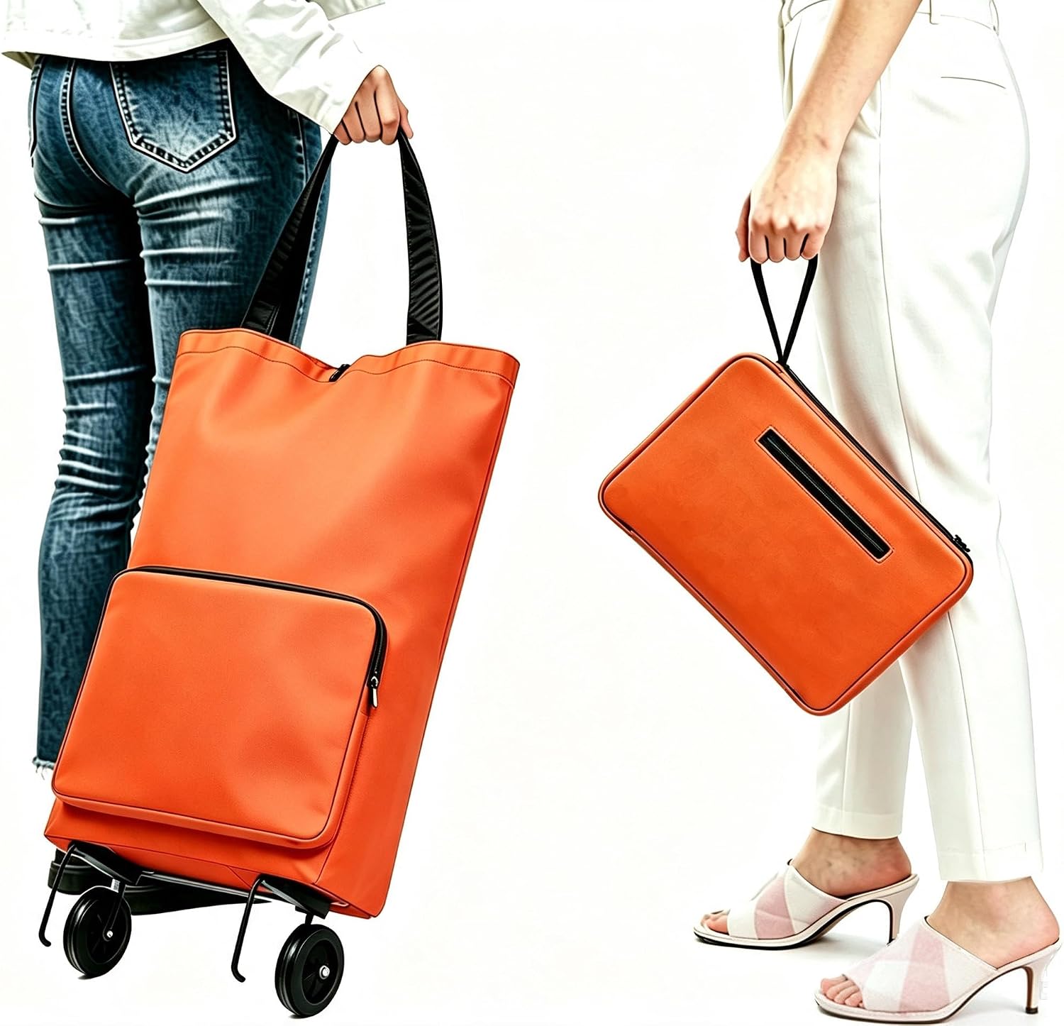 Collapsible Shopping Trolley Bag with 360 Degree Swivel Wheels