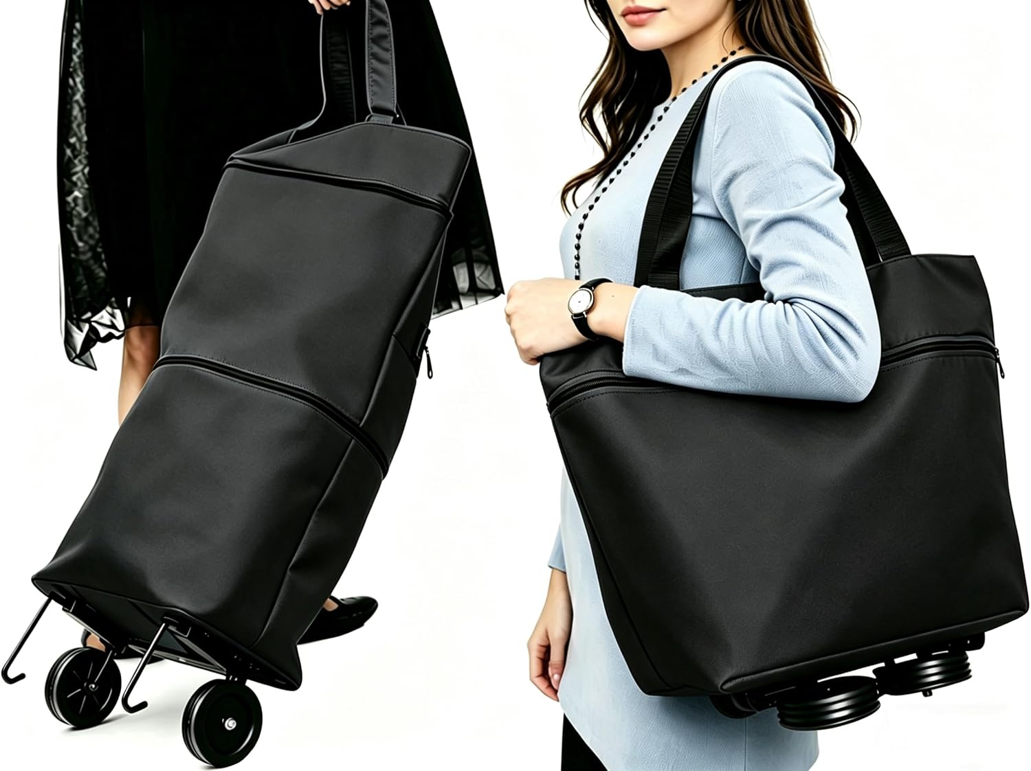 Collapsible Shopping Trolley Bag with 360 Degree Swivel Wheels