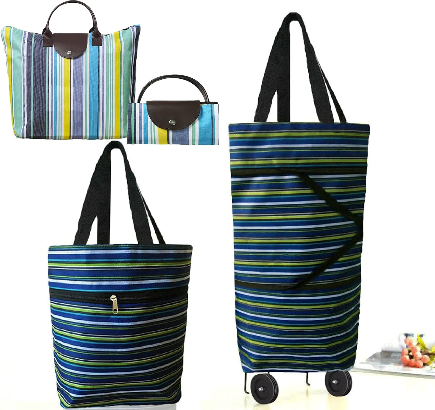 Collapsible Shopping Trolley Bag with 360 Degree Swivel Wheels