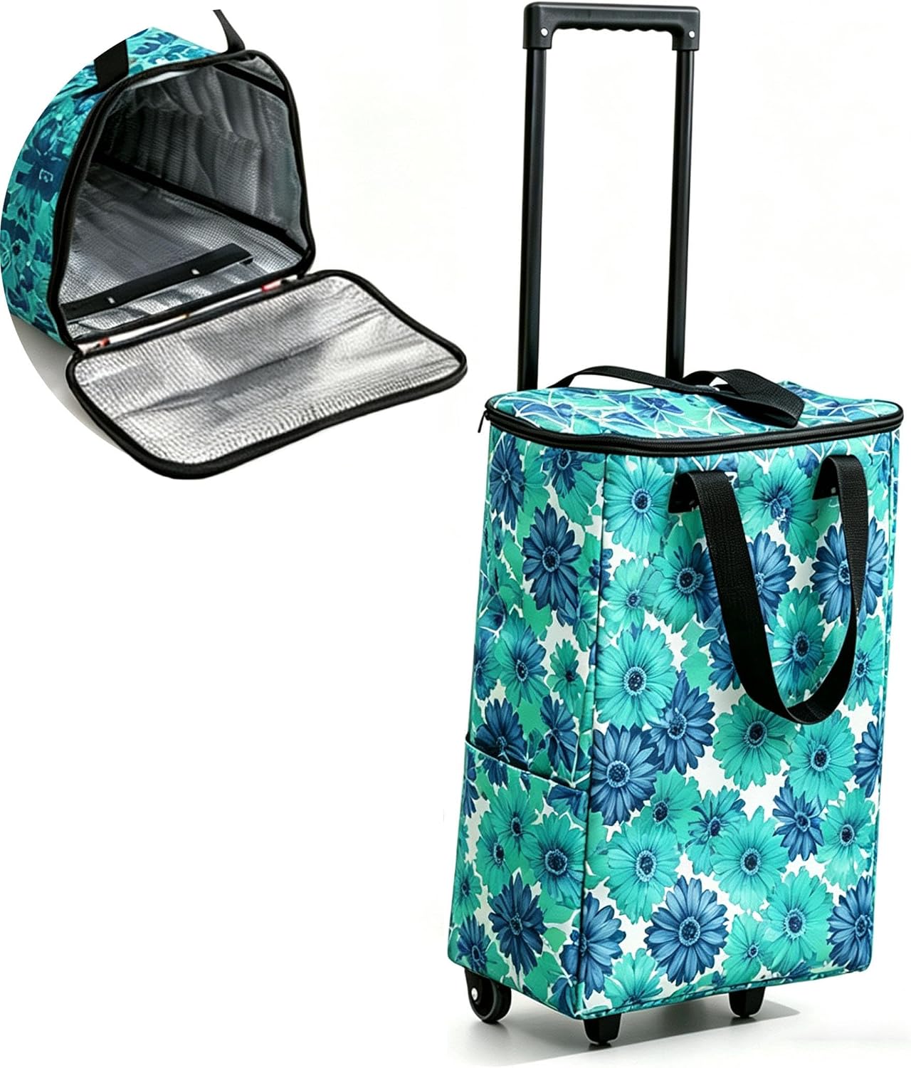 Collapsible Shopping Trolley Bag with 360 Degree Swivel Wheels